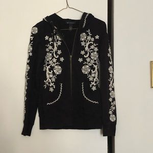 INC International Concepts Black and White Embroidered Sweater
